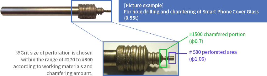 For hole drilling and chamfering of Smart Phone Cover Glass (0.55t)