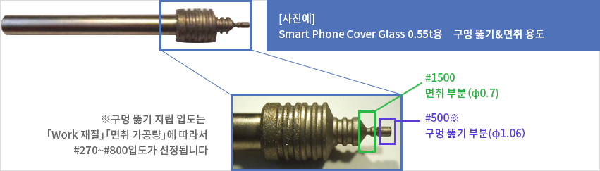 Smart Phone Cover Glass 0.55t용　구멍 뚫기＆면취 용도